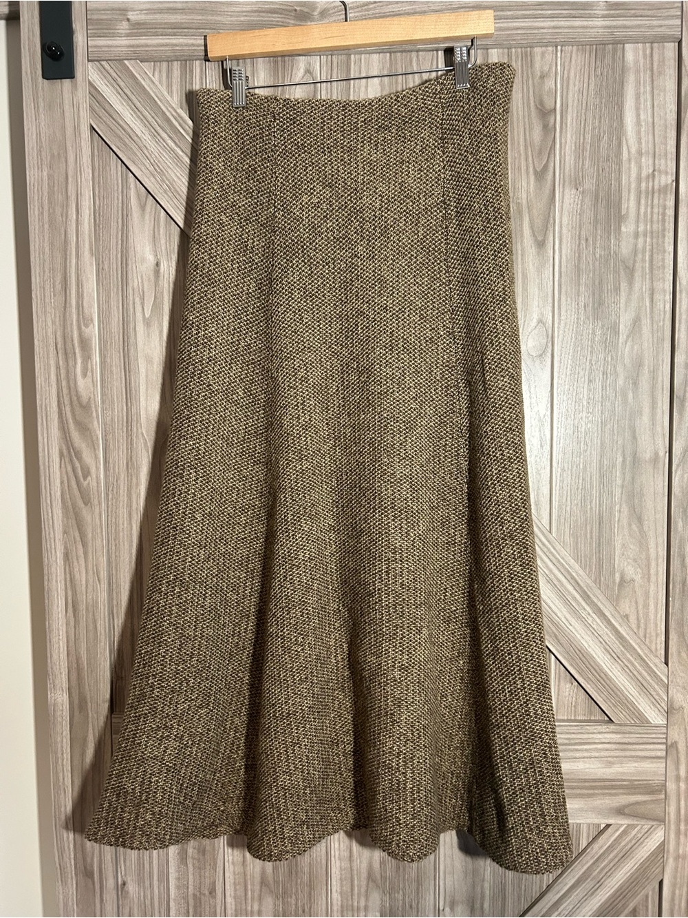 Vintage Lauren Ralph Lauren Brown Lambswool Woven Knit Maxi Skirt Size M